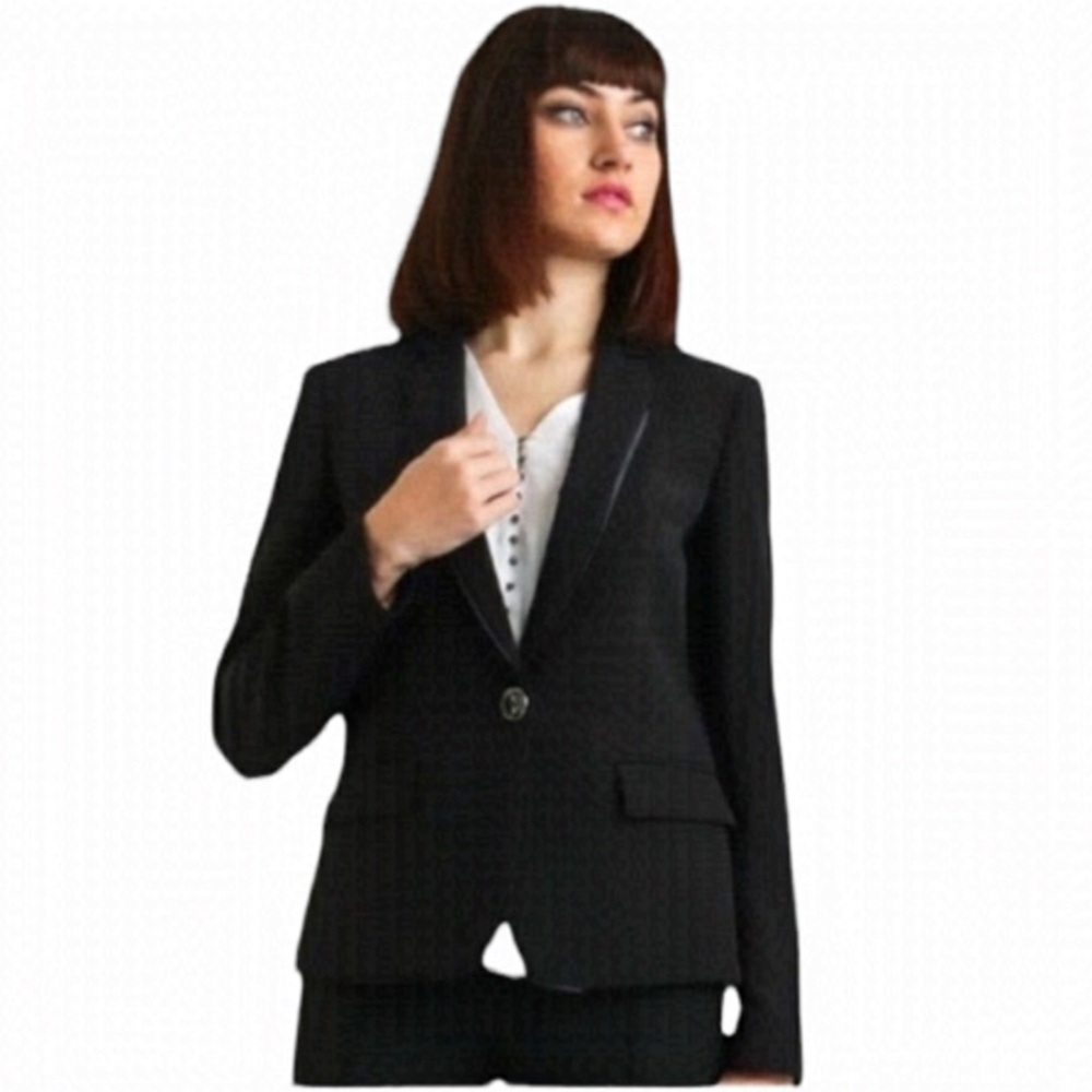 BCBG Max Azria Black Structured one Button Fully Lined Maxwell Blazer Jacket XS